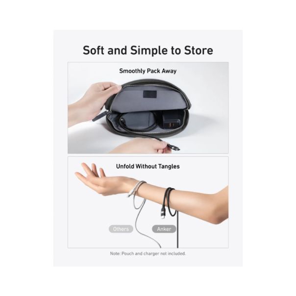 ANKER Kabl USB tip-C Super brzo punjenje 240W/480Mbps, 0,9m pleteni, crna - EP2893066