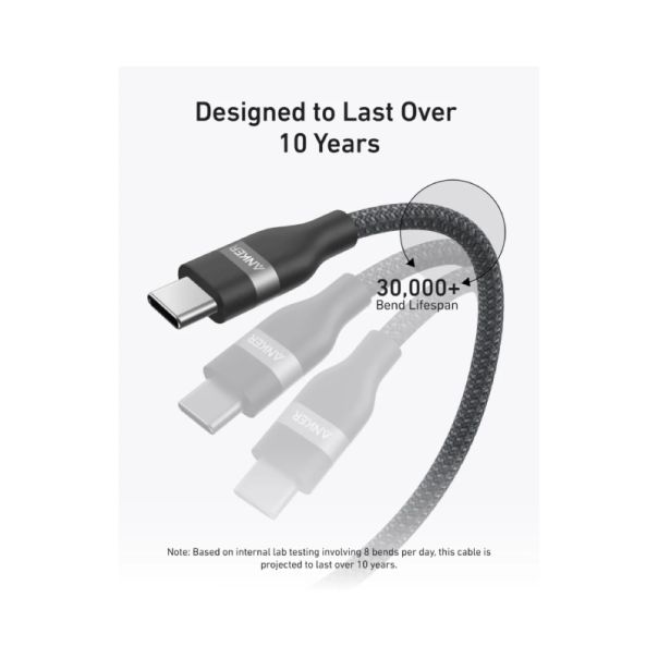 ANKER Kabl USB tip-C Super brzo punjenje 240W/480Mbps, 0,9m pleteni, crna - EP2893066