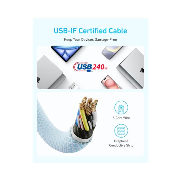 ANKER Kabl USB Tip-C kabl M/M 1m 240W/480Mbps 1m, bela - EP2945919