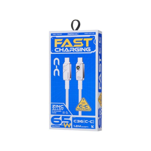 REMAX Kabl Swift Fast charging pleteni data kabl 1.2M C36 65W(C-C), bela - EP2703555
