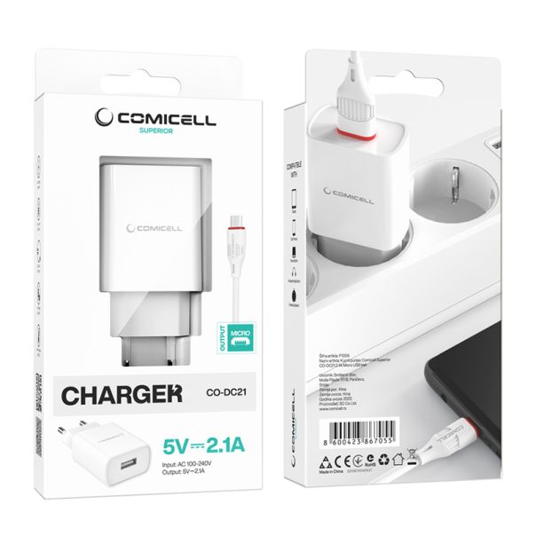 COMICELL Punjač Superior CO-DC21 2.1A Micro USB, bela - P1005