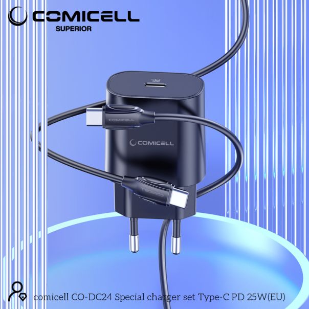 COMICELL Punjač Superior CO-DC24 Fast PD 25W 3A Type C na Type C, crna - P1009