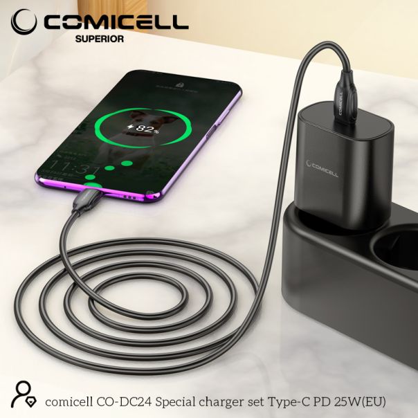 COMICELL Punjač Superior CO-DC24 Fast PD 25W 3A Type C na Type C, crna - P1009