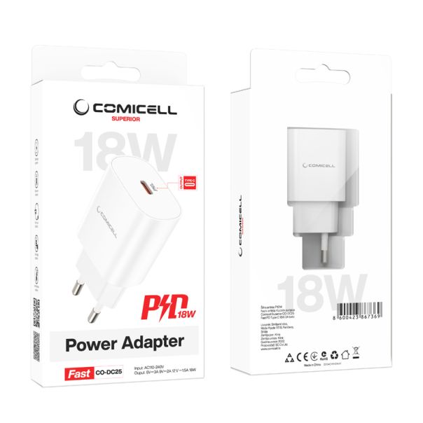 COMICELL Punjač Superior CO-DC25 Fast PD Type C 18W 3A, bela - P1014