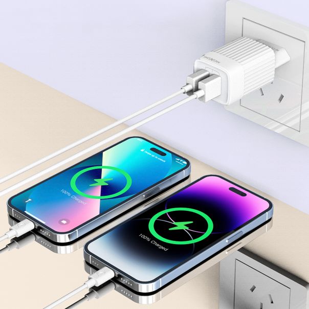 MOXOM kućni punjač MX-HC128 2.4A 2xUSB Type C, bela - P1105