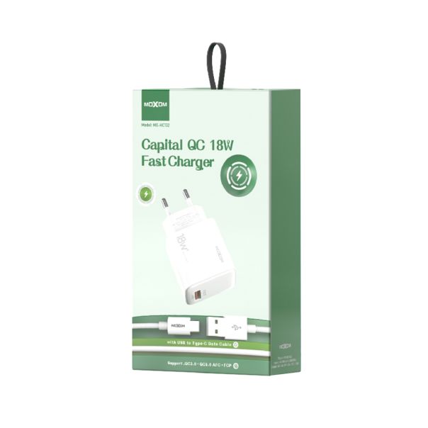 MOXOM Punjač MX-HC132 3A/18W Type C, bela - P1114