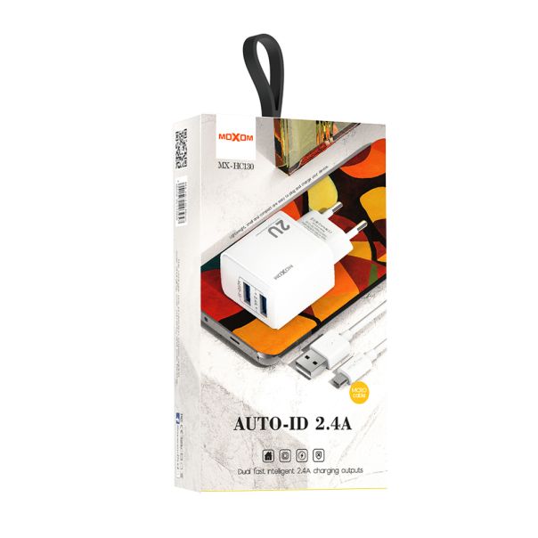 MOXOM Punjač MX-HC130 2.4A 2xUSB Micro, bela - P1116-1