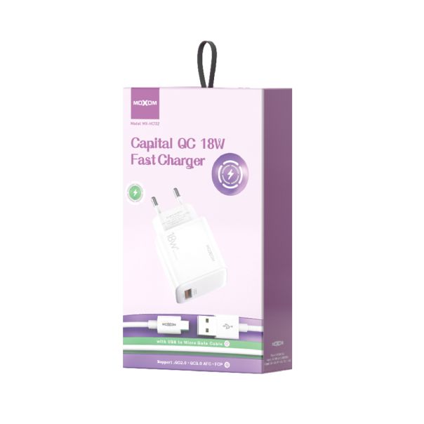 MOXOM Punjač MX-HC132 3A/18W Micro, bela - P1117-1