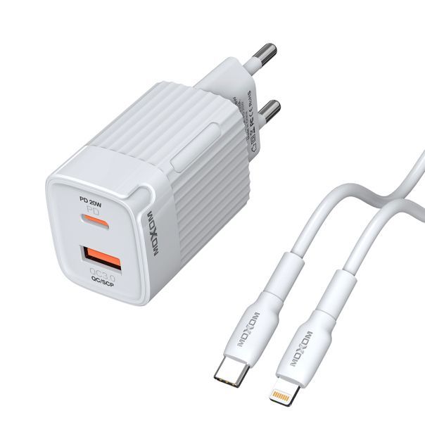 MOXOM Kućni punjač MX-HC129 20W Type-C na Type-C, bela - P1134