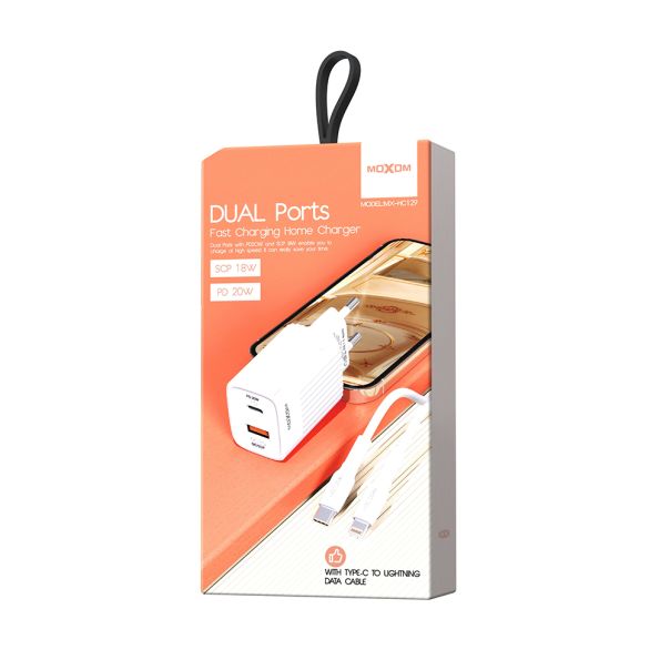 MOXOM Kućni punjač MX-HC129 20W Type-C na Lightning, bela - P1133