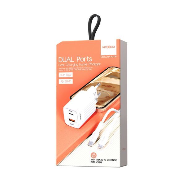 MOXOM Kućni punjač MX-HC129 20W Type-C na Type-C, bela - P1134