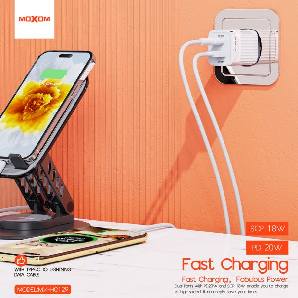 MOXOM Kućni punjač MX-HC129 20W Type-C na Lightning, bela - P1133