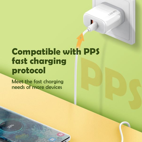 LDNIO Kućni punjač A2526C Fast 3A/45W PD QC3.0 Type-C, bela - P1140