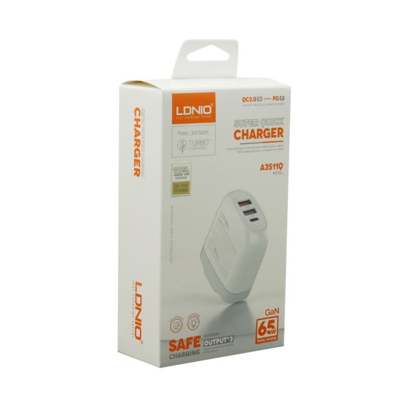 LDNIO Kućni punjač A3511Q 65W GaN Type-C na Type-C, bela - P1143