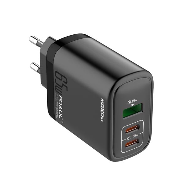 MOXOM Kućni punjač MX-HC74 2xUSB-C 65W USB-A 60W 5A, crna - P1151