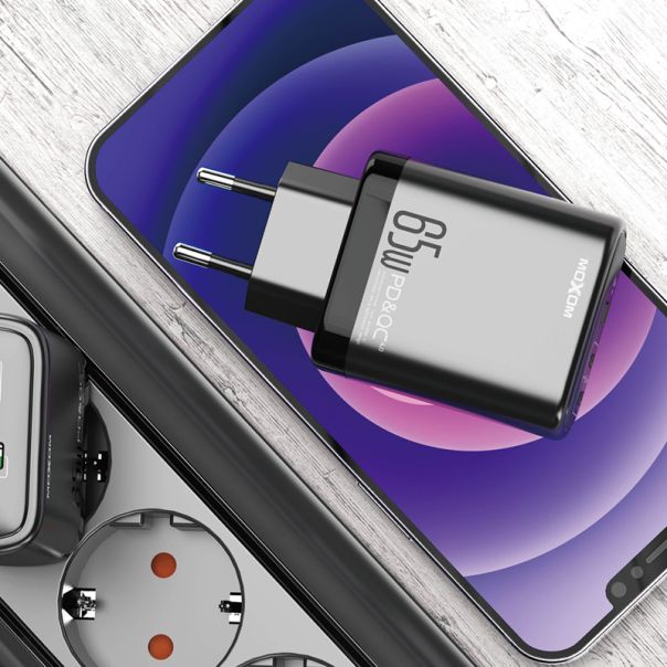 MOXOM Kućni punjač MX-HC74 2xUSB-C 65W USB-A 60W 5A, crna - P1151
