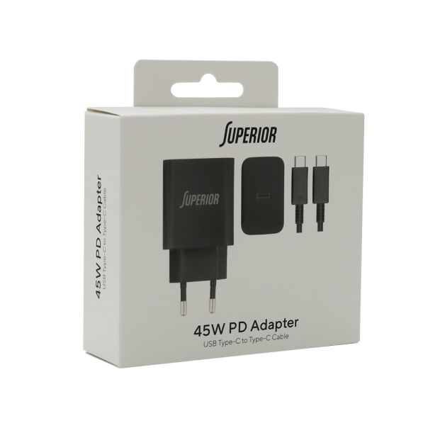 SUPERIOR Kućni punjač SU-4500 45W Type C na Type C 5A, crna - EP2858981