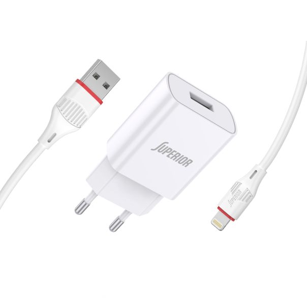 SUPERIOR Kućni punjač SU-P100 10.5W 2.1A Lightning, bela - P1213