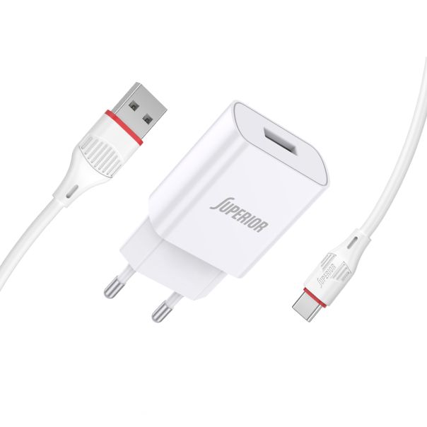 SUPERIOR Kućni punjač SU-P100 10.5W 2.1A Type C, bela - P1214