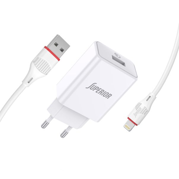 SUPERIOR Kućni punjač SU-P101 Fast QC3.0 18W 3A Lightning, bela - P1217