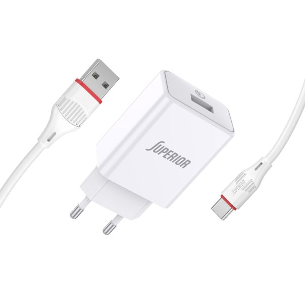 SUPERIOR Kućni punjač SU-P101 Fast QC3.0 18W 3A Type C, bela - P1218