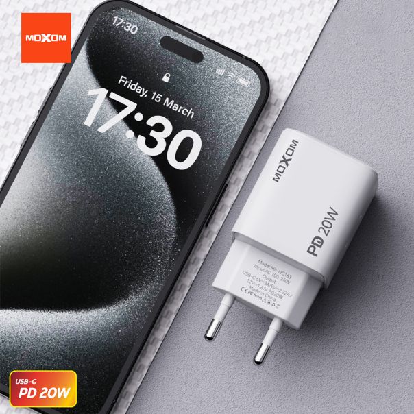MOXOM Kućište punjača MX-HC163, Type-C PD, 20W, bela - P1226