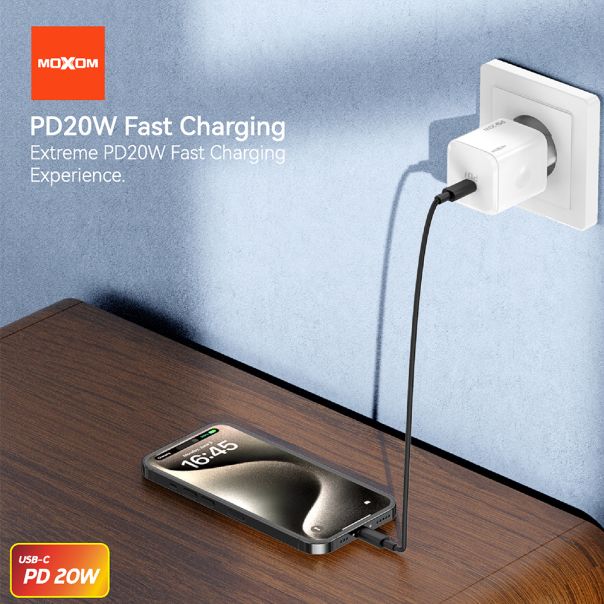 MOXOM Kućište punjača MX-HC163, Type-C PD, 20W, bela - P1226
