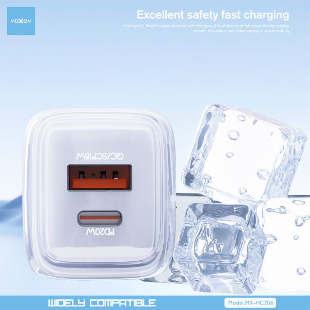 MOXOM Kućni punjač MX-HC206 18W FAST Type C na lightning, siva - P1255