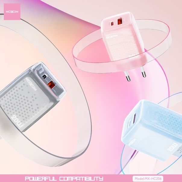 MOXOM Kućni punjač MX-HC206 18W FAST Type C na Type C, siva - P1258