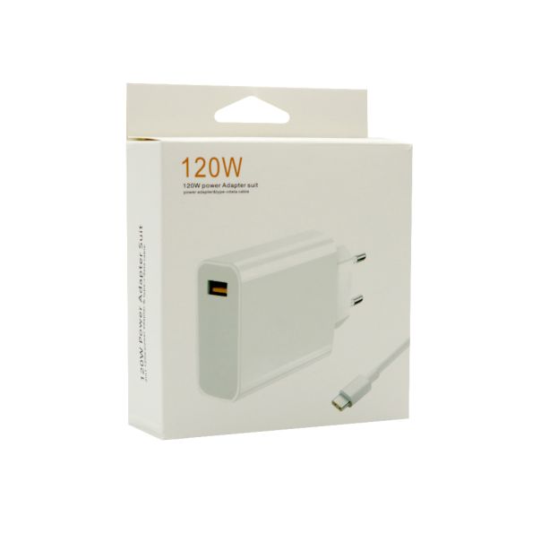 kućni punjač Super Fast 120W GaN sa USB A na Type C kablom, bela - P1262