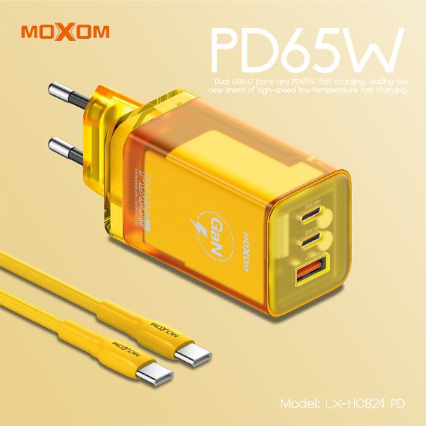 Kućni punjač MOXOM LX-HC824 60W PD Type C na Type C crni - EP2941362