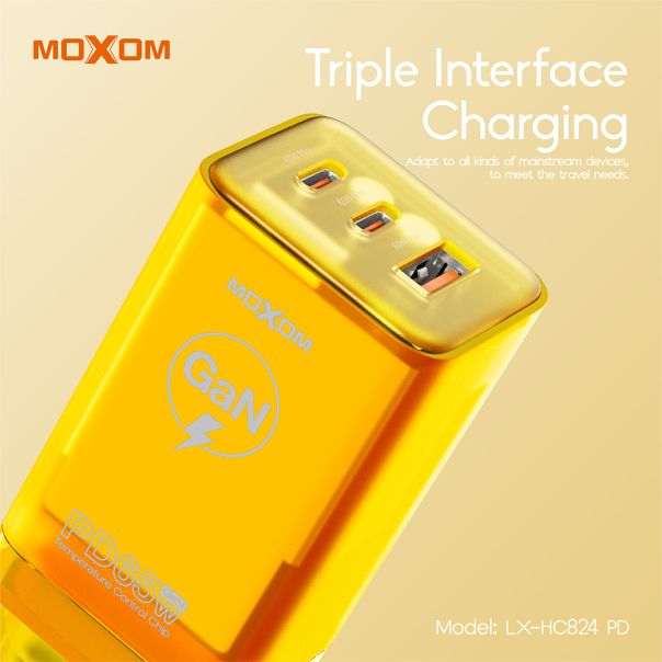 Kućni punjač MOXOM LX-HC824 65W PD Type C na Type C narandzasti - EP2942608