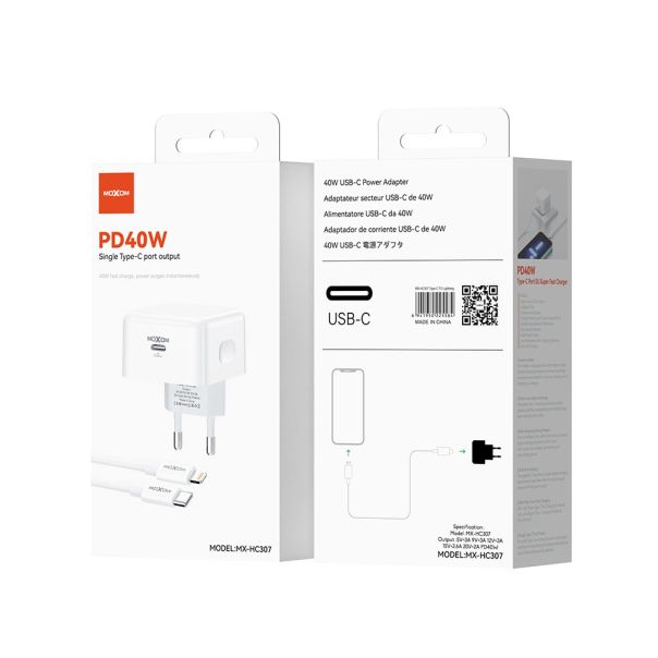 Kućni punjač MOXOM MX-HC307 40W Type C na Lightning beli - EP2943767