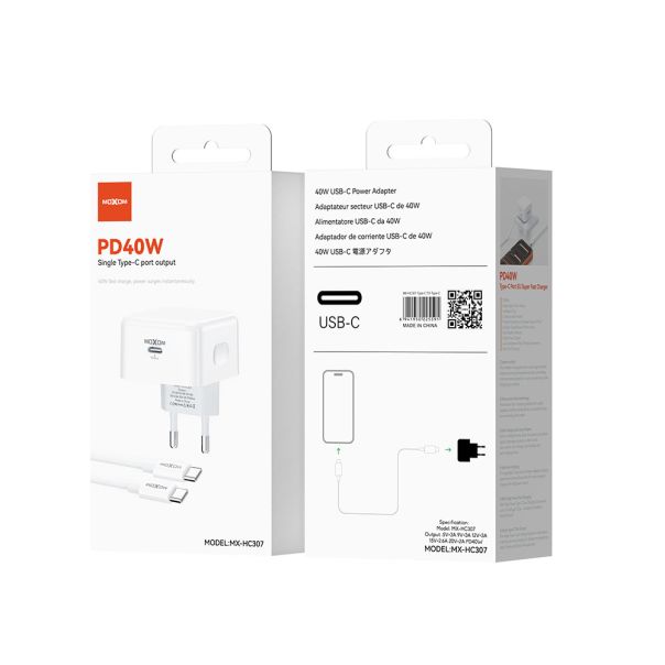 Kućni punjač MOXOM MX-HC307 40W Type C na Type C beli - EP2943974