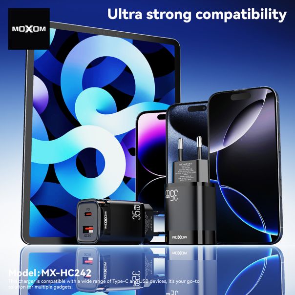 Kuciste punjaca MOXOM MX-HC242 35W PD Type C + USB crno - EP3096253