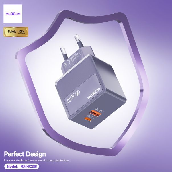 Kuciste punjaca MOXOM MX-HC286 Type C + USB 20W sivi - EP3096256