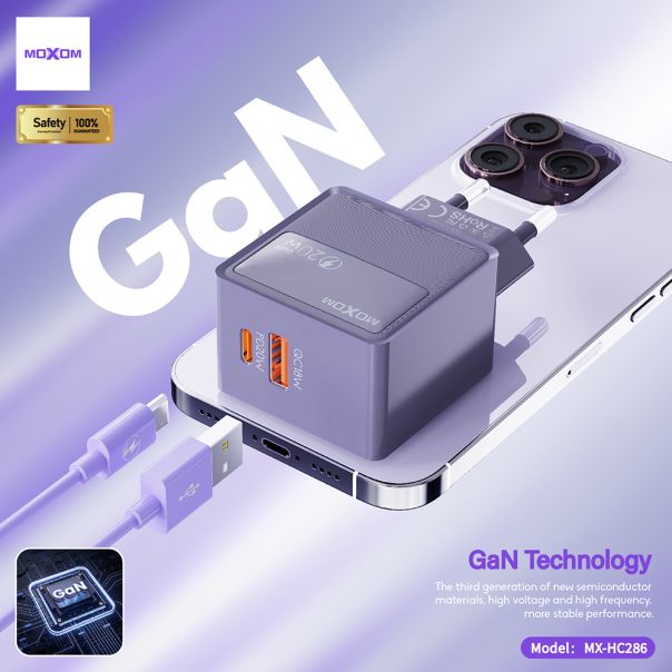 Kuciste punjaca MOXOM MX-HC286 Type C + USB 20W sivi - EP3096256