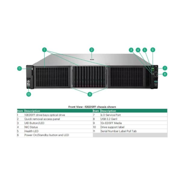 HP E DL380 Gen11 24C 4516Y+ 2.2GHz 64GB 24SFF MR408i-o 4x1Gb 2x 2.4TB SAS 2x1000W 2U Rack 3Y - EP3090419