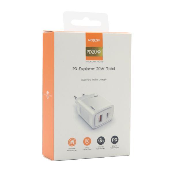 MOXOM Kućište punjača MX-HC66 PD+USB 20W, bela - P995