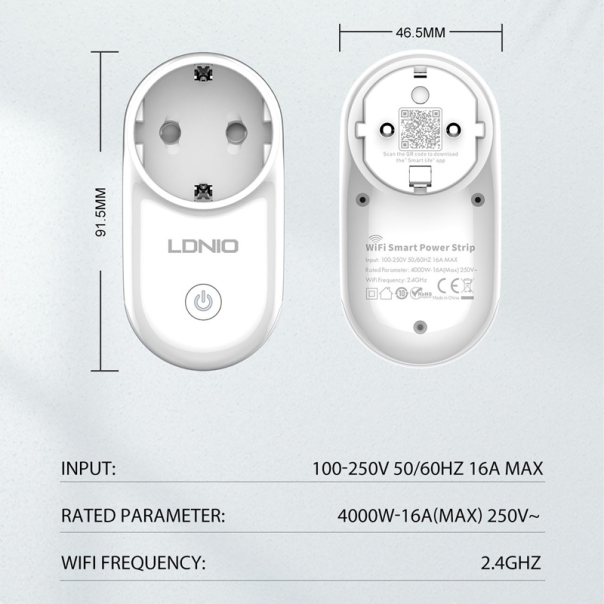 Pametna kućna utičnica LDNIO SEW1058 nocna LED lampa bela - 209776