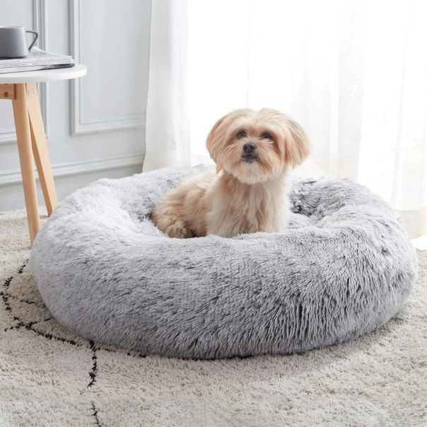 Petmates okrugli ležaj u obliku krofne 60cm za mačke i pse, svetlo siva - R0065-1