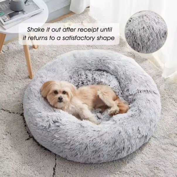 Petmates okrugli ležaj u obliku krofne 60cm za mačke i pse, svetlo siva - R0065-1