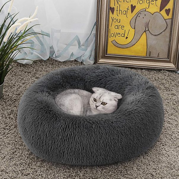 Petmates okrugli ležaj u obliku krofne 60cm za mačke i pse, tamno siva - R0068-1