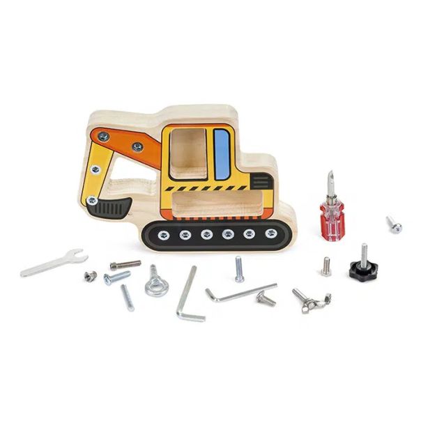 PINO Drvena igračka Bager sa šrafovima - PI6039