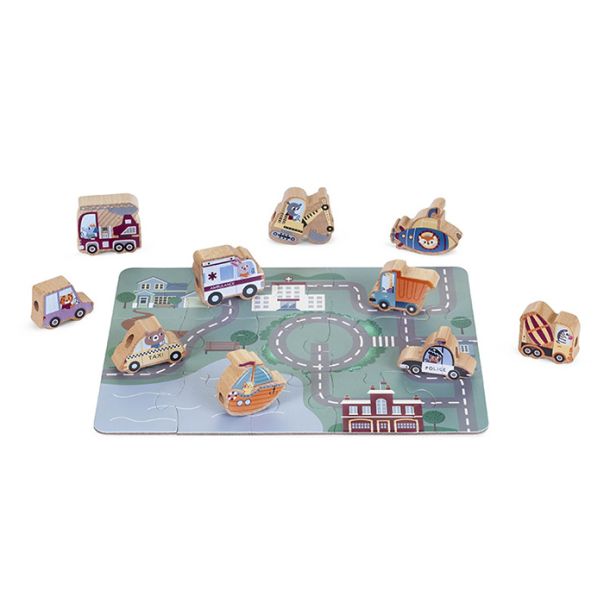 PINO Drvena igračka Nizalica sa puzzle podlogom 2u1 - PI6046