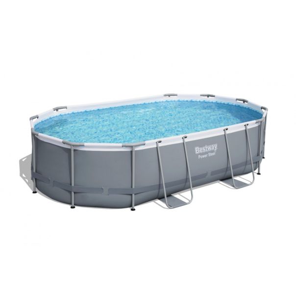 BESTWAY Bazen za metalnim okvirom, merdevinama i filter pumpom 488x305x107cm Power Steel Oval - 2432-1-1