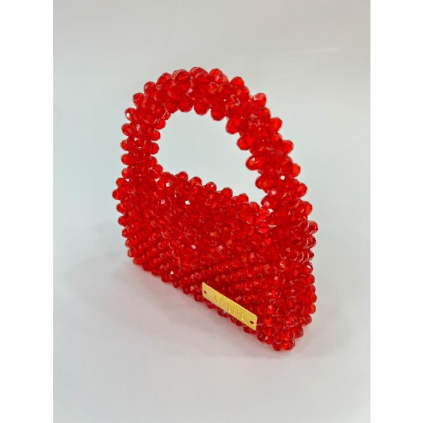 AZIBI Ženska torba od kristalnih perli Piccolina, crvena - 100-1-1-1-1-1