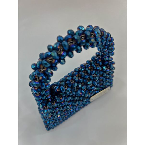 AZIBI Ženska torba od kristalnih perli Piccolina, plava - 97-1-1