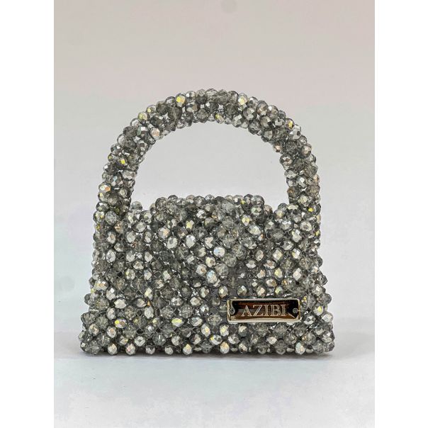 AZIBI Ženska torba od kristalnih perli Piccolina, siva - 101-1-1-1-1-1-1