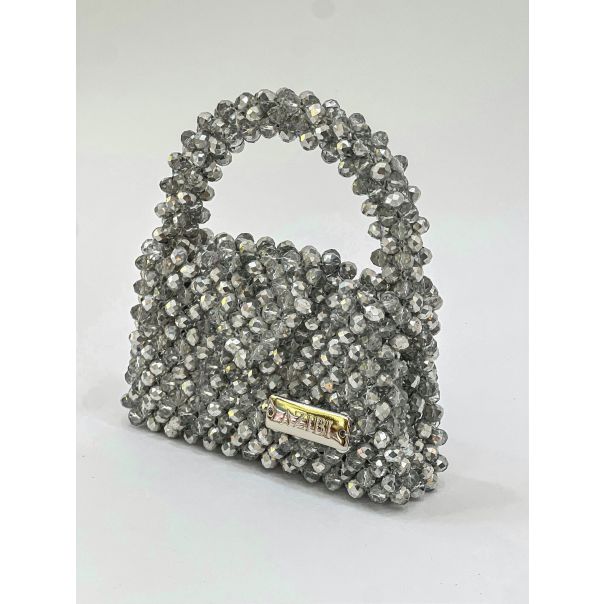 AZIBI Ženska torba od kristalnih perli Piccolina, siva - 101-1-1-1-1-1-1
